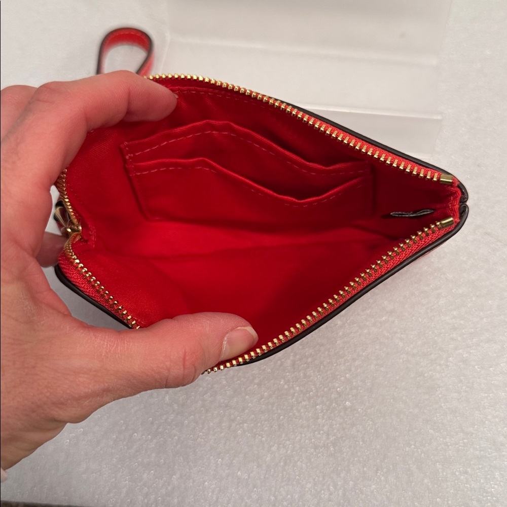 Coach Red Floral corner zip wristlet wallet - Picture 5 of 5